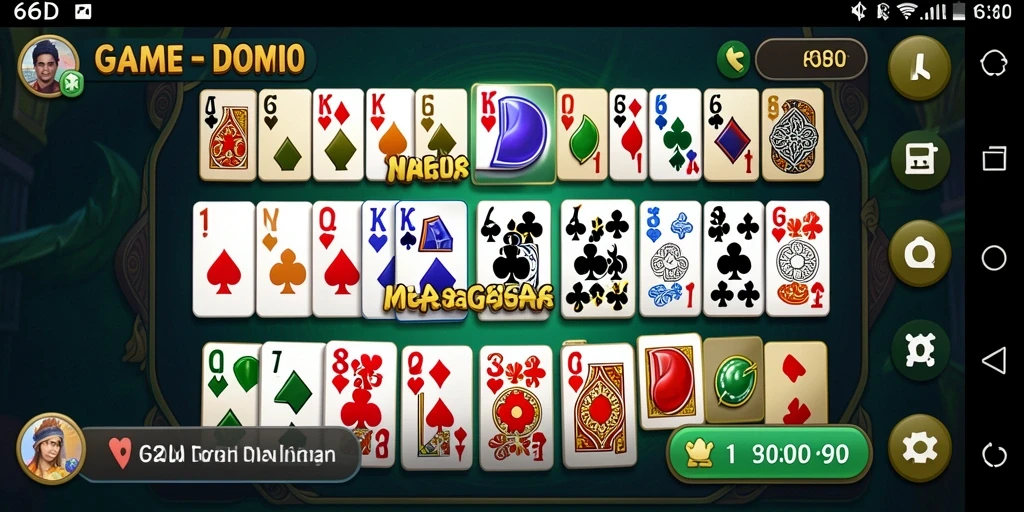 Tampilan gameplay 66D dengan suasana permainan domino yang seru.