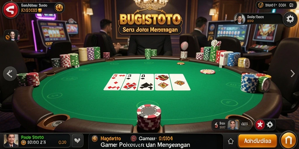 Tampilan screenshot BUGISTOTO dengan gameplay Poker yang seru.