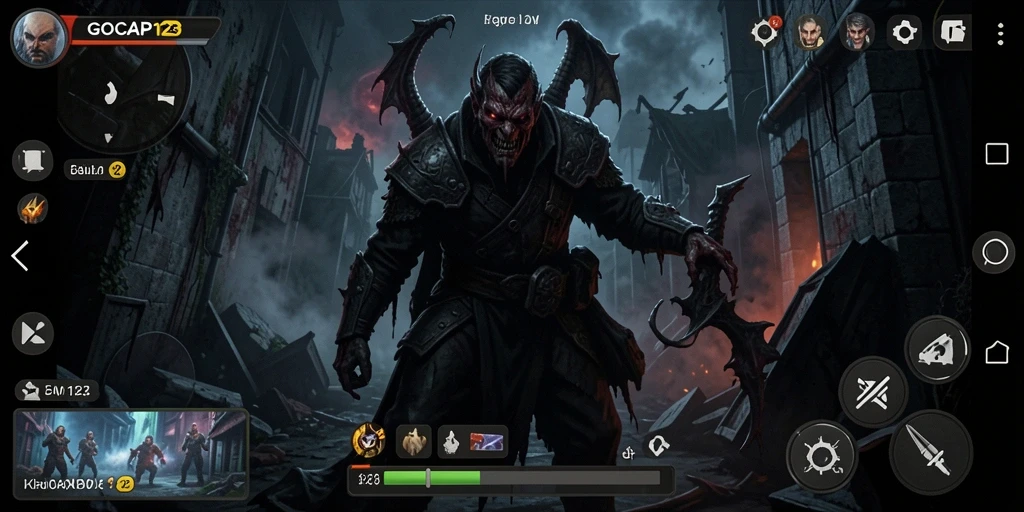 Tampilan gameplay GOCAP123 yang menegangkan dengan suasana gelap.