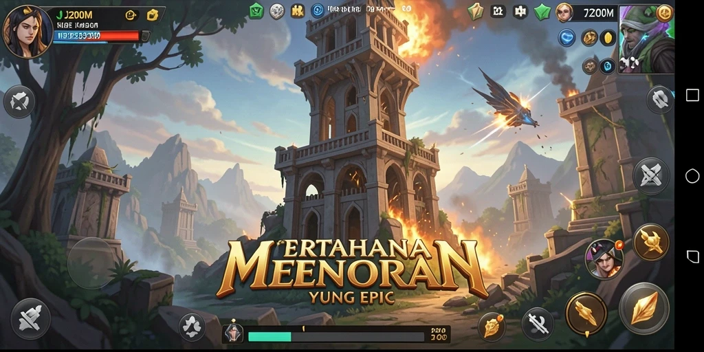 Tampilkan gameplay seru dari J200M dengan menara yang menarik.