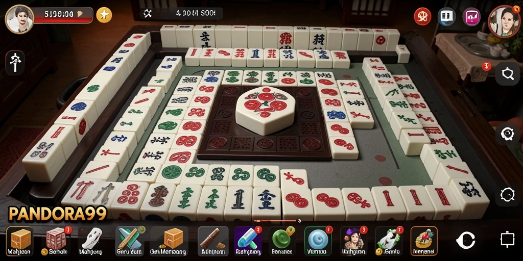 Screenshot gameplay PANDORA99 menampilkan aksi seru permainan Mahjong.