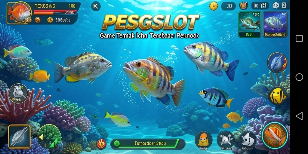 Tampilan gameplay PESGSLOT yang menarik saat menembak ikan.