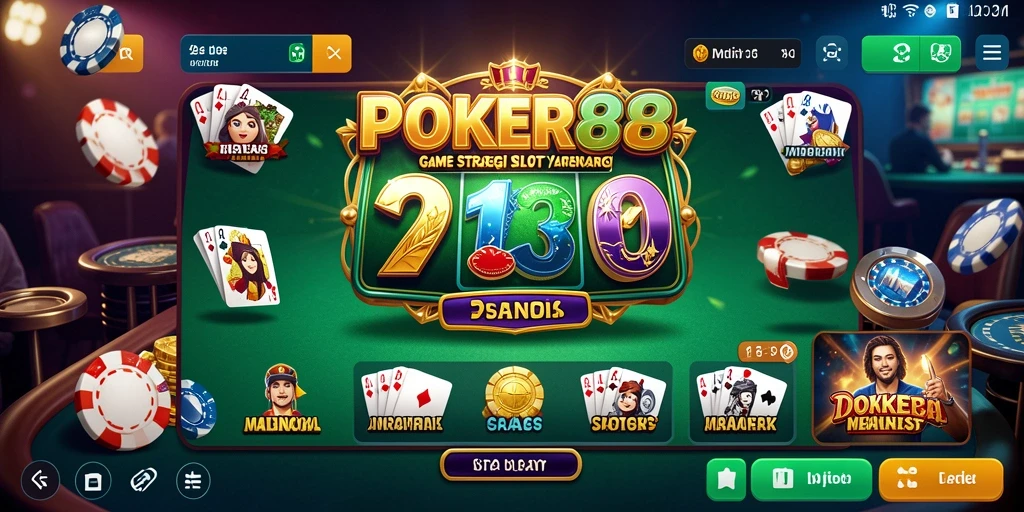 Screenshot gameplay POKER88 yang menampilkan aksi seru di meja poker.