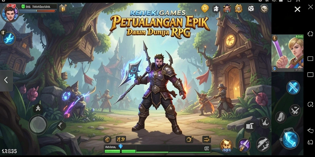 Tampilan gameplay dari REJEKIGAMES yang penuh aksi RPG.